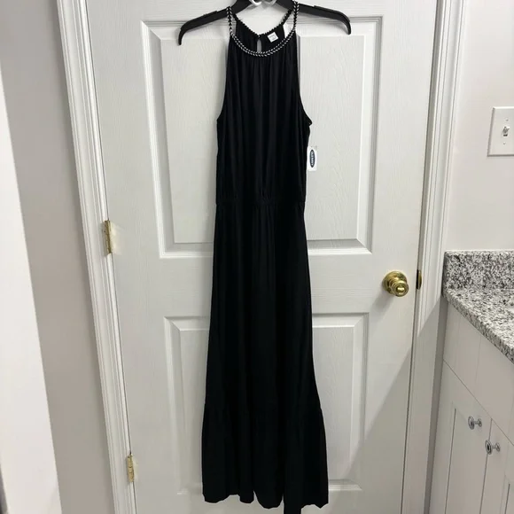 Old Navy | Dresses | Old Navy Halter Maxi Dress Small Nwt Black Ruffle Hem  Lightweight Flowy | Poshmark